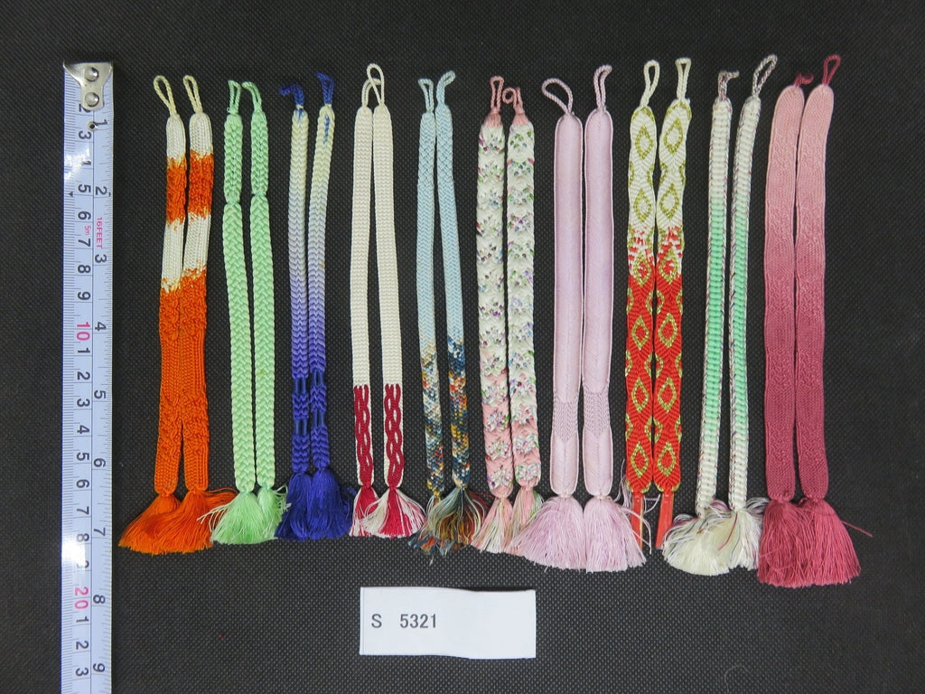S#5321 Silk Haori Himo Flat Braid 10pcs Bundle Pack