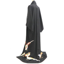 Load image into Gallery viewer, Tomesode Vintage(1950-1980) Black Bird Embroidery Silk #10401A1
