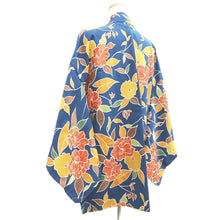 Load image into Gallery viewer, Haori Jacket Blue Floral pattern Silk #10940F1
