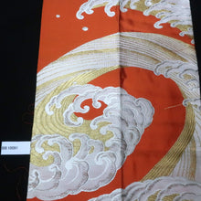 Load image into Gallery viewer, BB10091AF Silk Obi Fabric Curling Wave Vermillion 79.9x11.0in(203x28cm)
