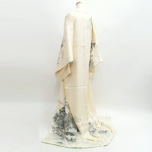 Load image into Gallery viewer, Kimono Cream white Landscape Tall Silk #9944B5
