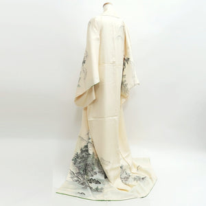 Kimono Cream white Landscape Tall Silk #9944B5