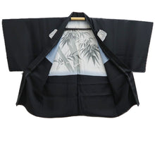 Load image into Gallery viewer, Men&#39;s Haori Black Montsuki Bamboo Silk #10435A3
