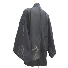 Load image into Gallery viewer, Haori Jacket Vintage(1950-1980) Black See-Through Leaves Silk #10629C3
