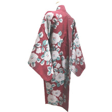 Load image into Gallery viewer, Haori Jacket Vintage(1920-1950) Wine red Meisen Peony Silk #11000F5
