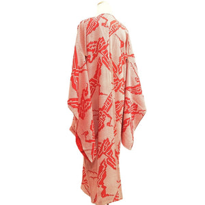 Juban Vintage(1950-1980) Red Crane Birds Silk #10363F4