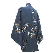 Load image into Gallery viewer, Haori Jacket Vintage(1950-1980) Navy Roketsuzome Flower Silk #10719D2
