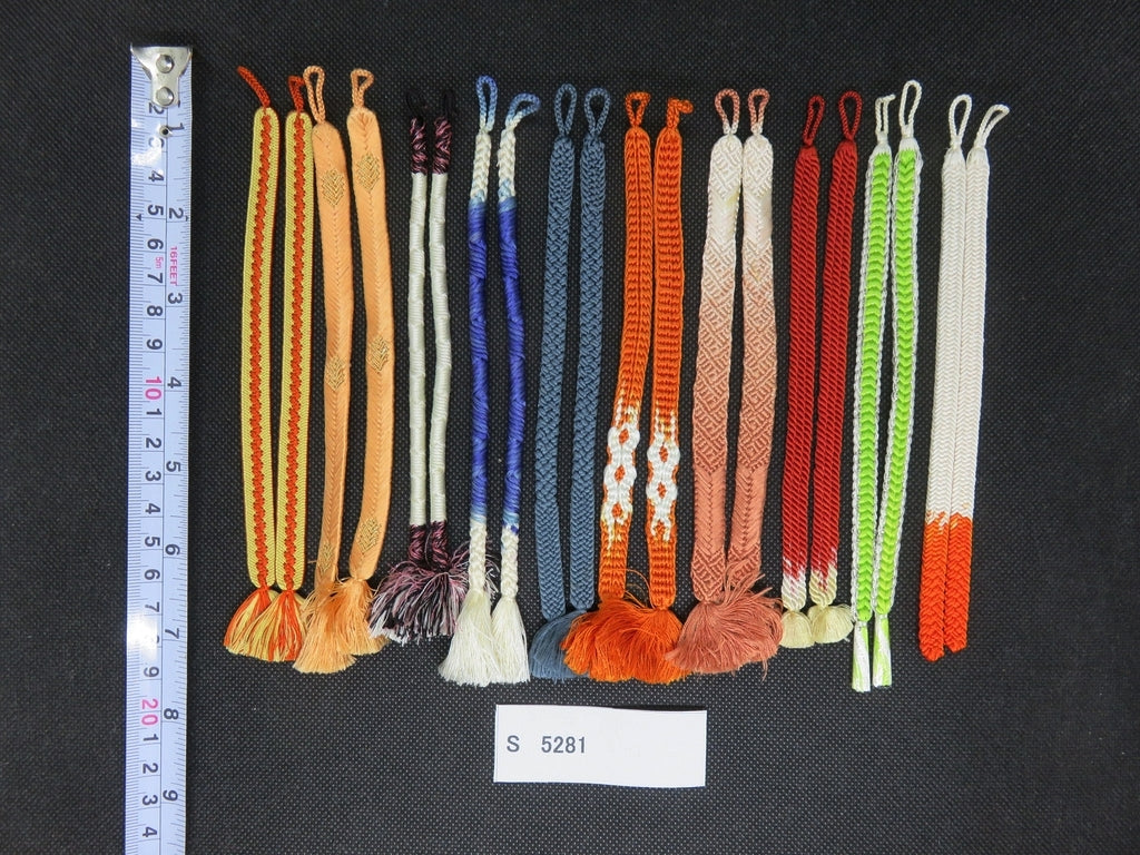S#5281 Silk Haori Himo Flat Braid 10pcs Bundle Pack