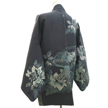 Load image into Gallery viewer, Haori Jacket Vintage(1950-1980) Black Peony Silk #10003C3
