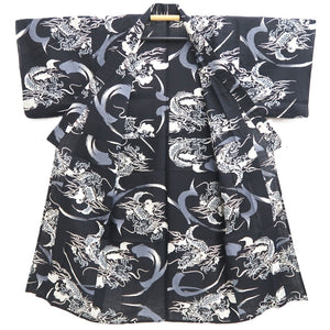 Men's Yukata Black Dragon Kansai Cotton #10358F3