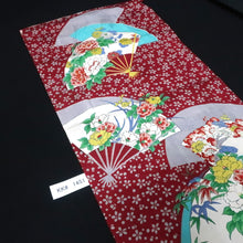 Load image into Gallery viewer, KK1451A1 Silk Kimono Fabric Vintage(1920-1950) Flower Dark Red 56.3x12.2in(143x31cm)
