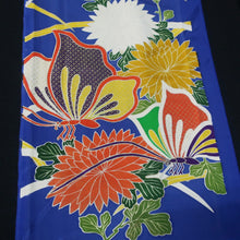 Load image into Gallery viewer, KK1376B7 Silk Kimono Fabric Vintage(1950-1980) Butterfly Blue 65.7x13.4in(167x34cm)
