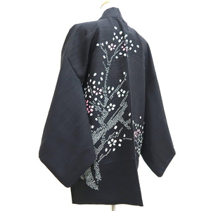 Haori Jacket Vintage(1950-1980) Black Shibori Tree Silk #9736A2