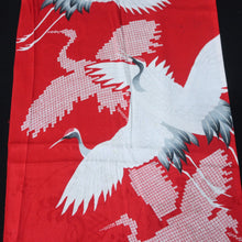 Load image into Gallery viewer, KK1415B8 Silk Kimono Fabric Vintage(1920-1950) Crane Red 57.9x11.8in(147x30cm)
