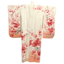 Load image into Gallery viewer, Furisode White Pink Plum blossom Branch Silk #10541B3
