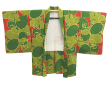 Load image into Gallery viewer, Haori Jacket Green Red Plum blossom Silk #10850E3
