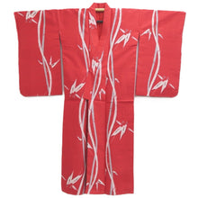 Load image into Gallery viewer, Kimono Vintage(1920-1950) Red Meisen Bamboo Silk #10765D4
