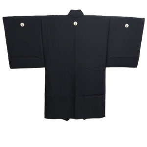 Men's Haori Vintage(1950-1980) Black Montsuki Wide Silk #10419A2