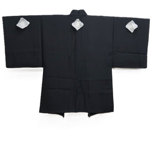 Men's Haori Black Montsuki Bamboo Silk #10435A3