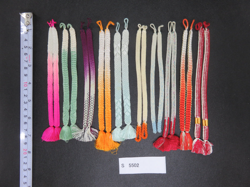 S#5502 Silk Haori Himo Flat Braid 10pcs Bundle Pack