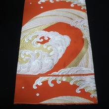 Load image into Gallery viewer, BB10091AF Silk Obi Fabric Curling Wave Vermillion 79.9x11.0in(203x28cm)
