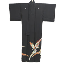 Load image into Gallery viewer, Tomesode Vintage(1950-1980) Black Bird Embroidery Silk #10401A1
