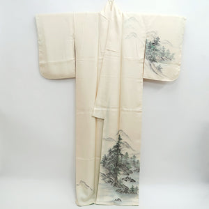 Kimono Cream white Landscape Tall Silk #9944B5