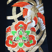 Load image into Gallery viewer, BB10071AF Silk Obi Fabric Phoenix Black Gold 46.1x10.6in(117x27cm)
