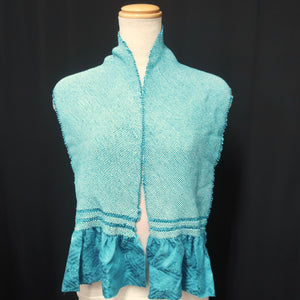 Silk Japanese Obiage Full Shibori Blue 45.7x7.5in(116x19cm) A#10011