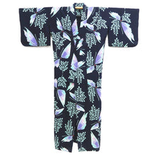 Load image into Gallery viewer, Yukata Vintage(1950-1980) Navy Peppermint Green Butterfly Cotton #10754D3
