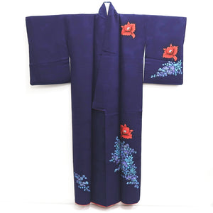 Kimono Dark Purple Flower Silk #10243E3