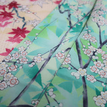Load image into Gallery viewer, CC1001C1 Silk 8pcs Bundle Kimono Fabric Flower White Green 55.1x5.9in(140x15cm)
