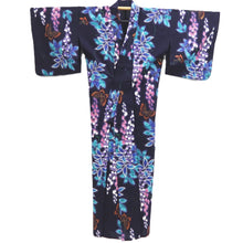 Load image into Gallery viewer, Yukata Navy Butterfly Cotton #10343F3
