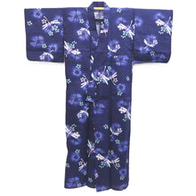 Load image into Gallery viewer, Yukata Navy Dragonfly Cotton #10744D3

