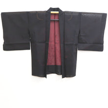 Load image into Gallery viewer, Haori Jacket Vintage(1950-1980) Black Wine red Sheer Botanical Silk #10910E5

