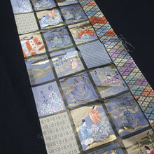Load image into Gallery viewer, BB10021AC Silk Obi Fabric Heian Princess Dark Blue 51.6x11.0in(131x28cm)
