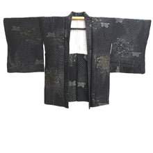 Load image into Gallery viewer, Haori Jacket Vintage(1950-1980) Black Gold Silver Chrysanthemum Silk #10930F1
