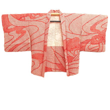 Load image into Gallery viewer, Haori Jacket Vintage(1950-1980) Light Red Full Shibori Curling Wave Silk #10569B5
