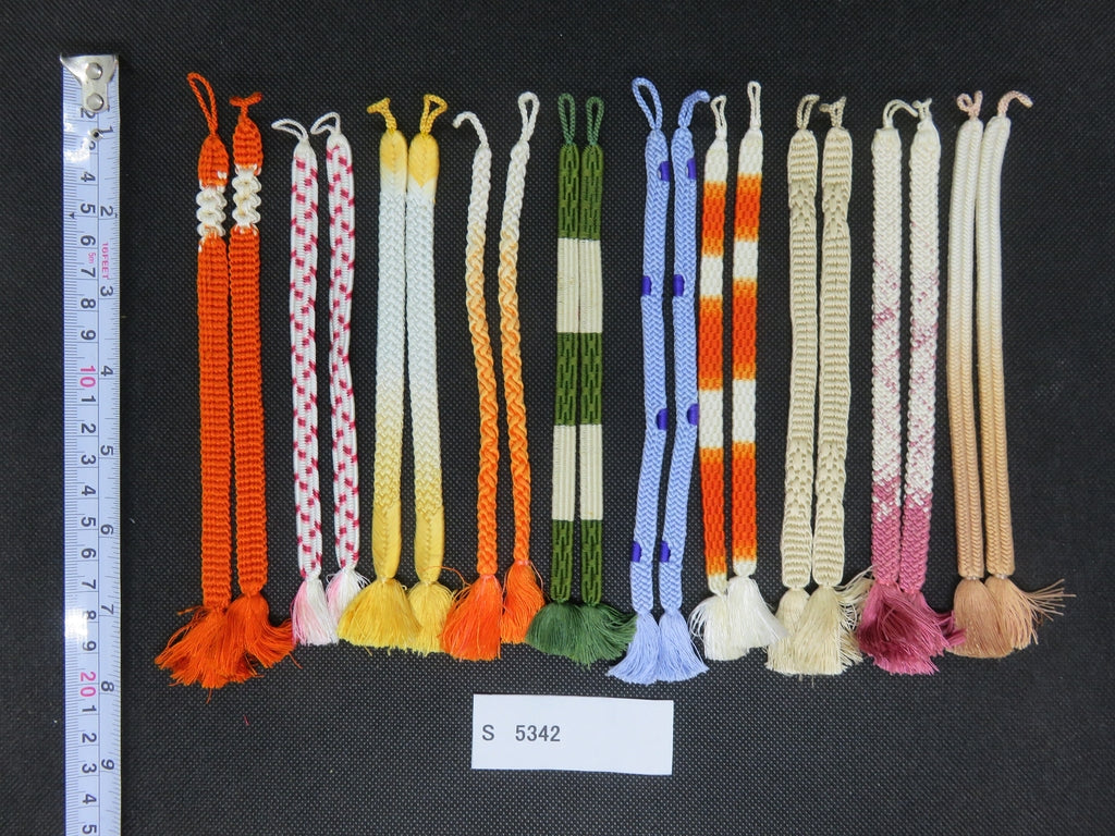 S#5342 Silk Haori Himo Flat Braid 10pcs Bundle Pack