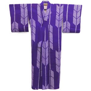 Kimono Vintage(1950-1980) Purple Shibori Yabane Silk #10263E4