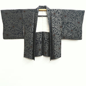 Haori Jacket Vintage(1950-1980) Black Silver Rangiku Silk #10183D5