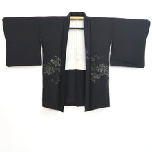 Load image into Gallery viewer, Haori Jacket Vintage(1950-1980) Black Gold Botanical Silk #10990F4
