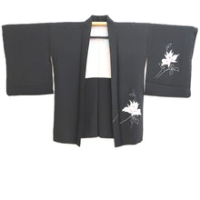 Load image into Gallery viewer, Haori Jacket Vintage(1950-1980) Black Hand painted Flower Silk #11060A3
