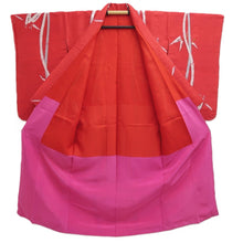 Load image into Gallery viewer, Kimono Vintage(1920-1950) Red Meisen Bamboo Silk #10765D4
