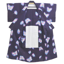 Load image into Gallery viewer, Yukata Vintage(1950-1980) Navy Butterfly Cotton #11095B1
