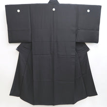 Load image into Gallery viewer, Men&#39;s Kimono Vintage(1950-1980) Black Montsuki Habutae Silk #9968C1
