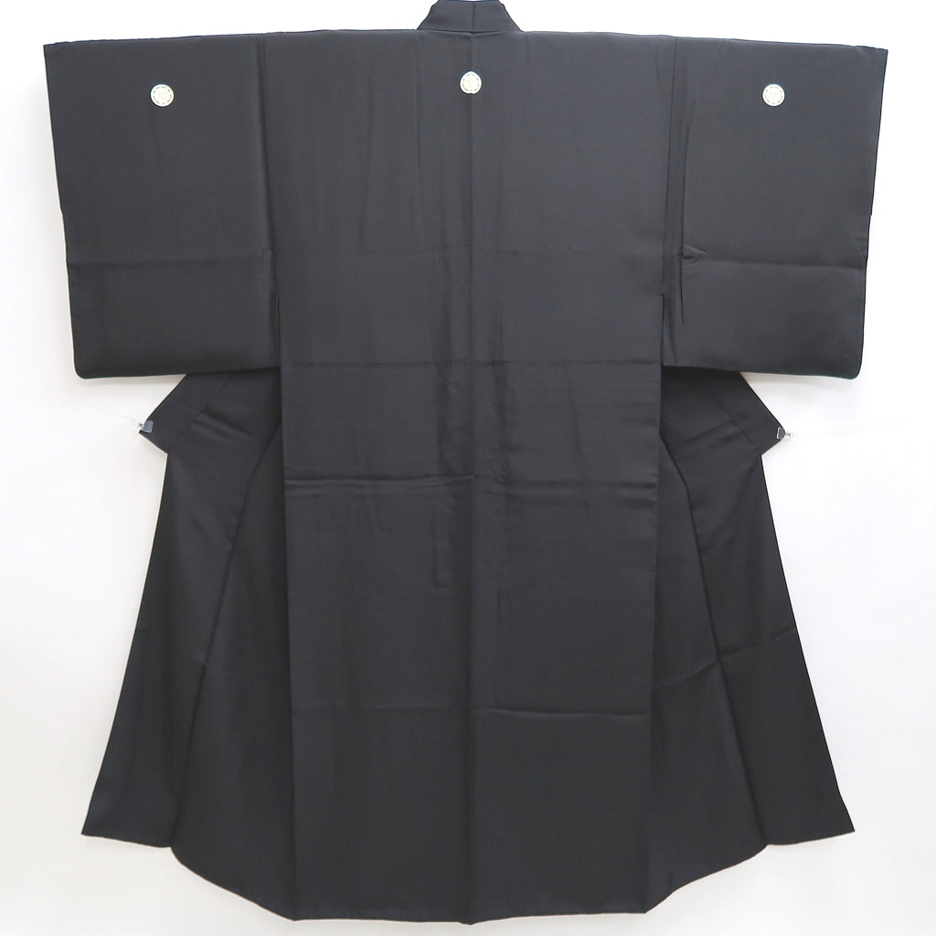 Men's Kimono Vintage(1950-1980) Black Montsuki Habutae Silk #9968C1