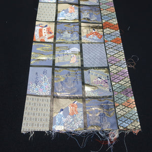 BB10021AC Silk Obi Fabric Heian Princess Dark Blue 51.6x11.0in(131x28cm)