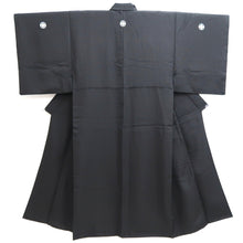 Load image into Gallery viewer, Men's Kimono Vintage(1950-1980) Black Montsuki Habutae Silk #10862E3
