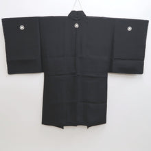 Load image into Gallery viewer, Men&#39;s Haori Vintage(1950-1980) Black Montsuki Habutae Silk #9826B1
